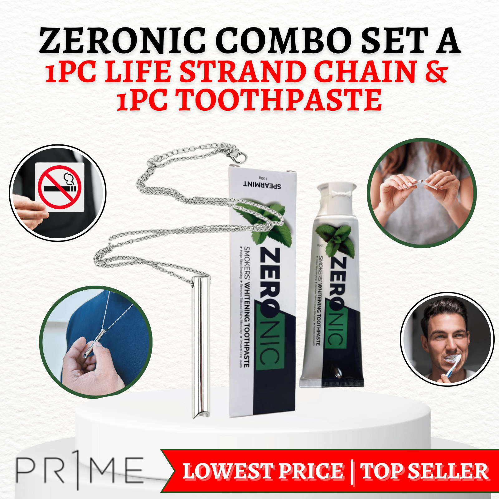 Zeronic Toothpaste & Zeronic Life Strand Chain Combo Sets for Smokers ...