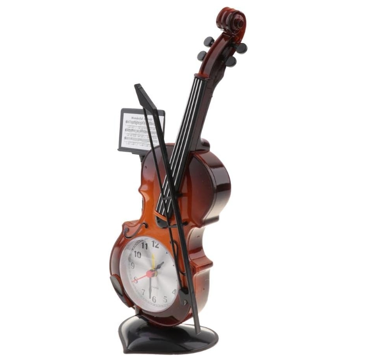 STL 1pc Classic Table Desk Clock Elegant Violin and Cello Alarm For ...
