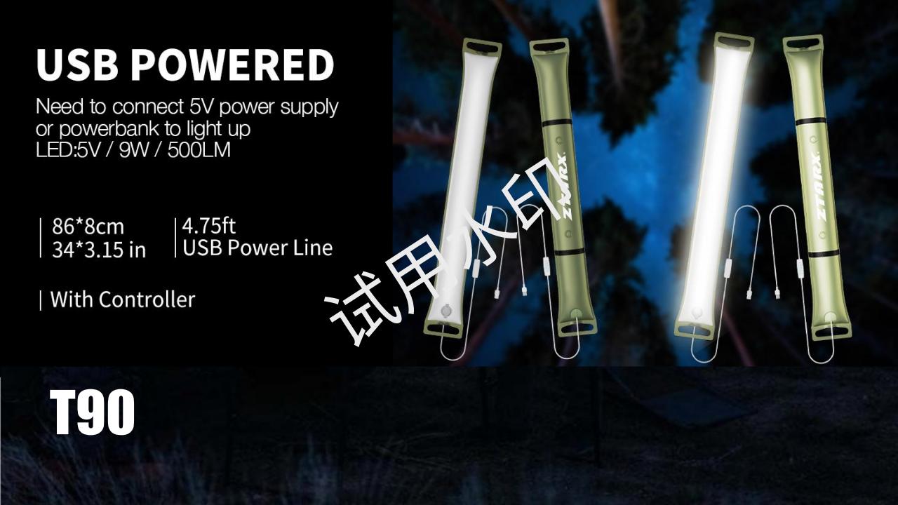 ZTARXLED Tube Light USB Solar Charging Built-in Battery Inflatable ...