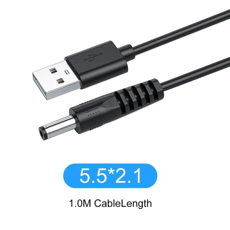 HTM USB to DC 5.5mm Charging Cable 28 AWG for Hub Mini Fan Table Lamp ...