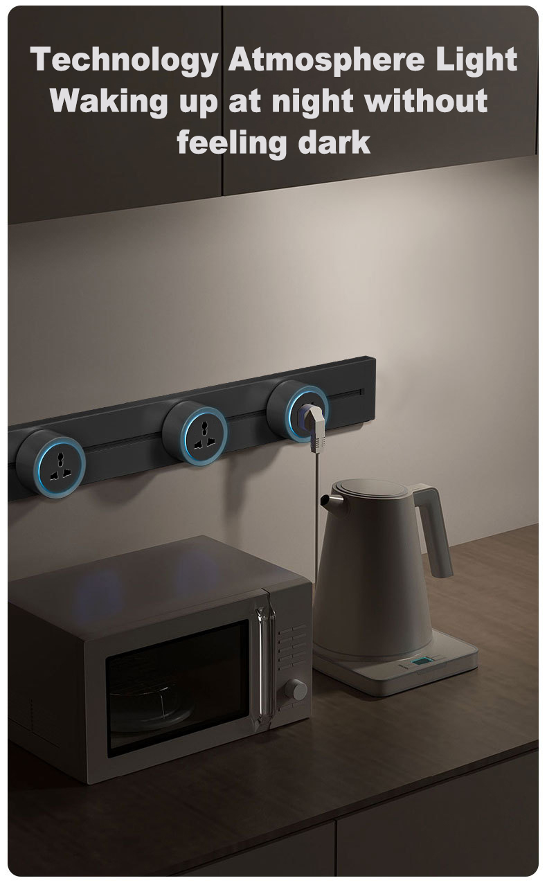 TEP Movable Power Track Socket Modern Electric Wall Outlet with LED for ...