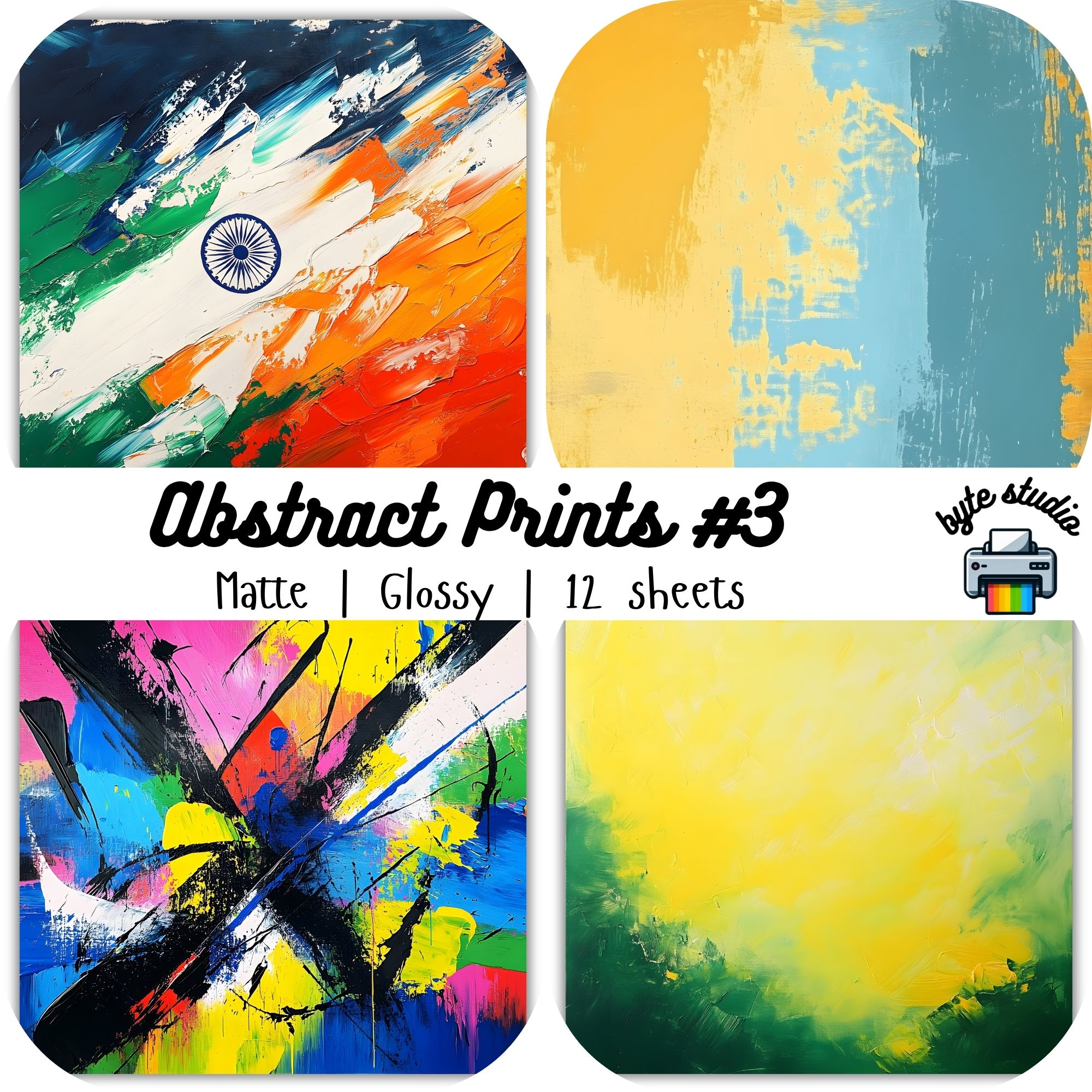 12 Sheets Abstract Prints #3 by byte studio | Cardstock Craft Paper ...