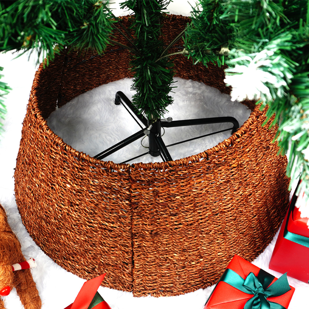Straw rope Christmas Tree Collar Rustic Handcrafted Natural Woven Xmas ...