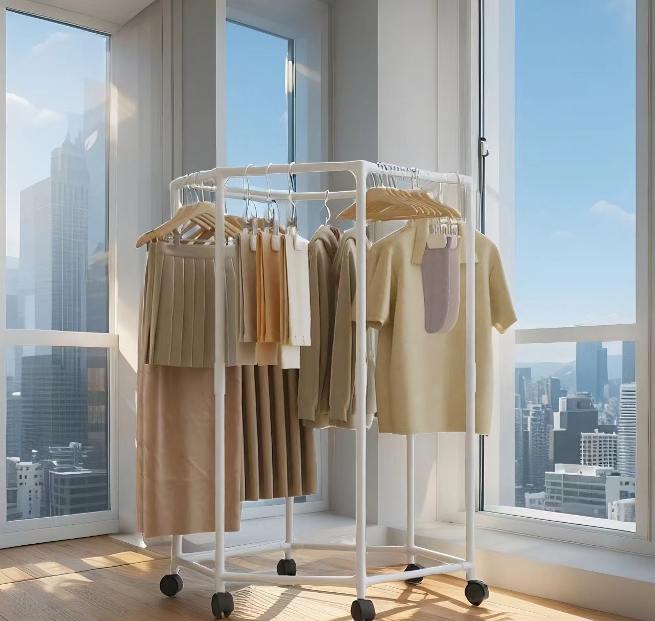 360° Rotating Clothes Rack Mobile Drying Rack Household Large Capacity ...