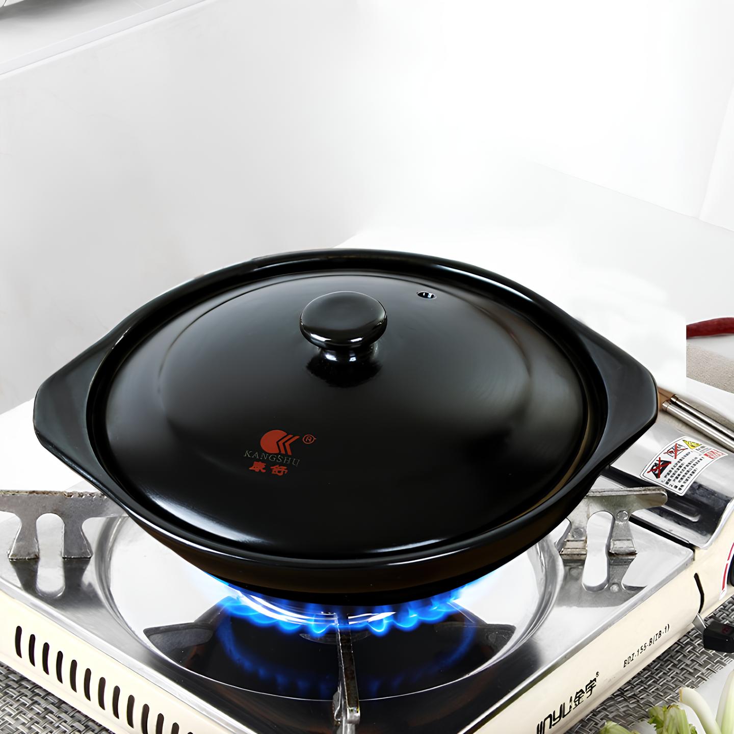 Kitchen Circle Kangshu 600ml 3in1 Black Pot Ceramic Clay Pot w/ Lid ...