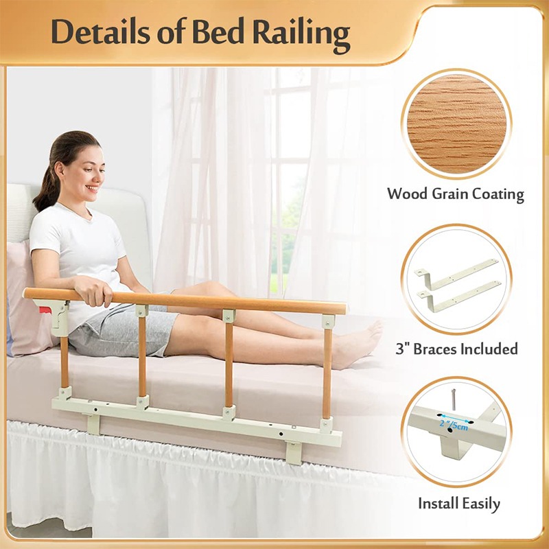 Bed Side Rail No Need Punching Foldable Bed Railings for Elderly ...