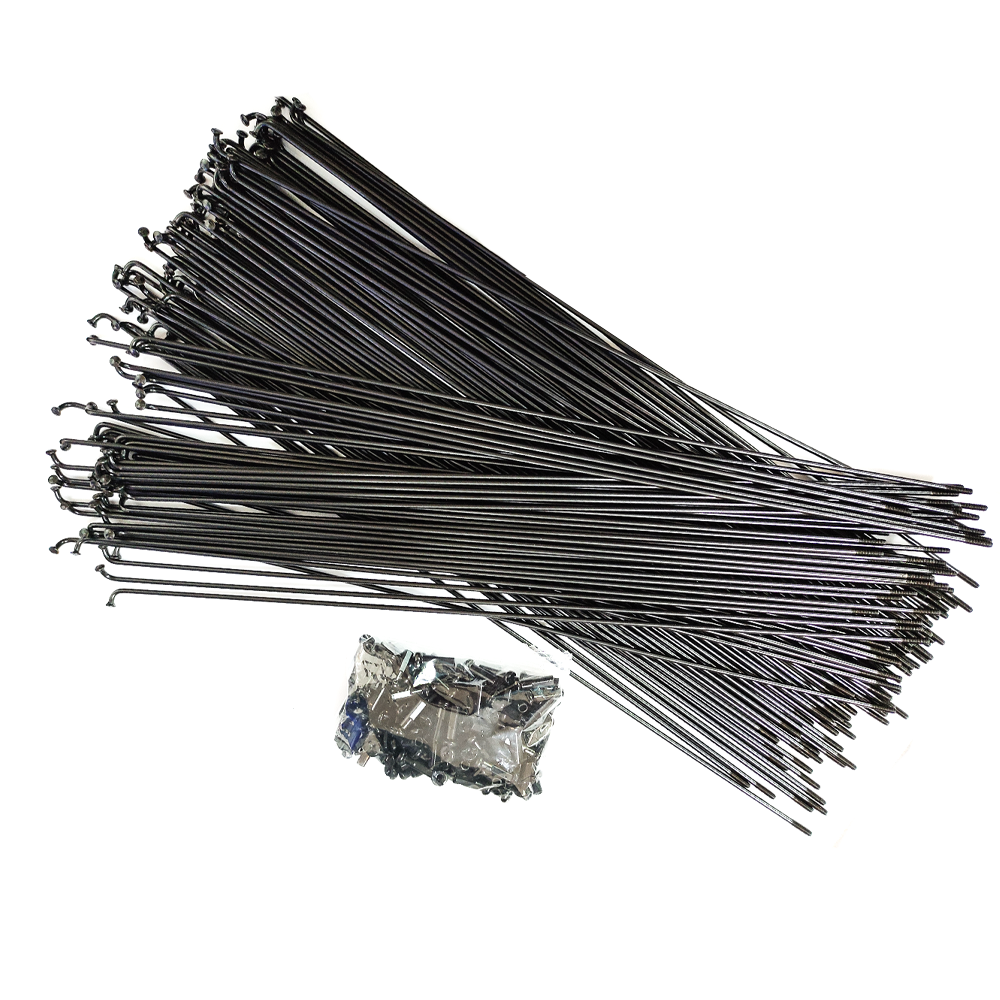 Bike Rayos 262mm Stainless Bike Spokes 14G with Nipples – Black ...