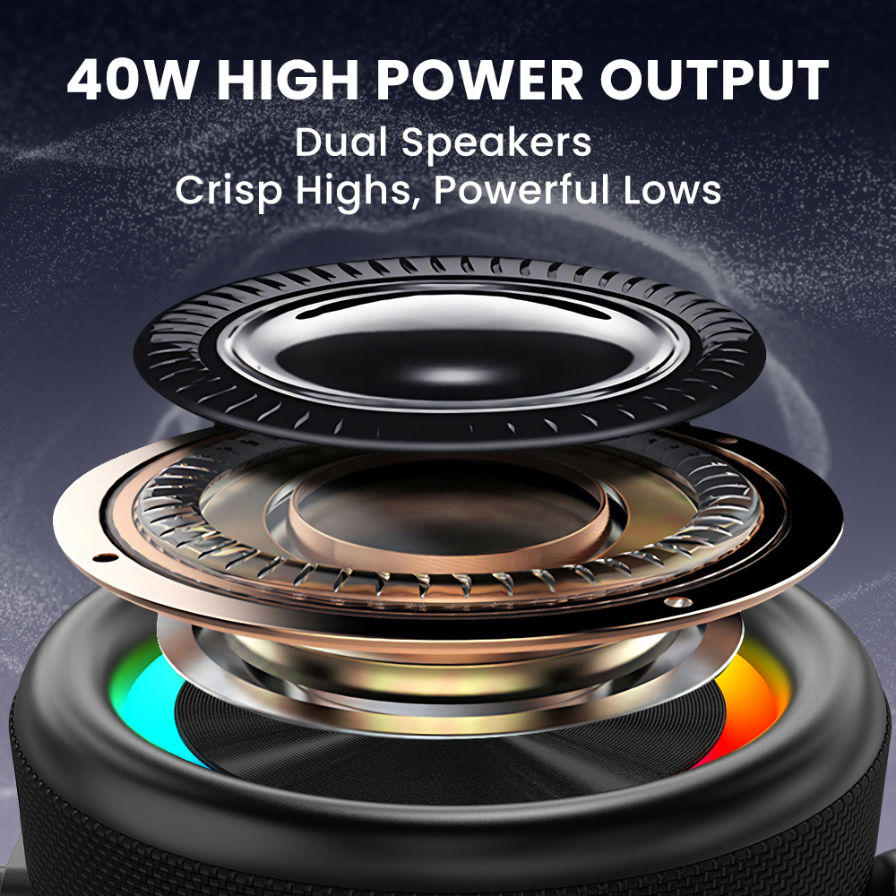 Orashare 40W Bluetooth Speaker Powerful Sound With RGB Light Deep Bass ...