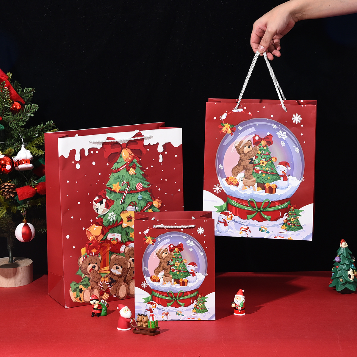 【10PCS Set】Wholesale Kraft Paper Bag Cardboard tote bag Christmas gift ...