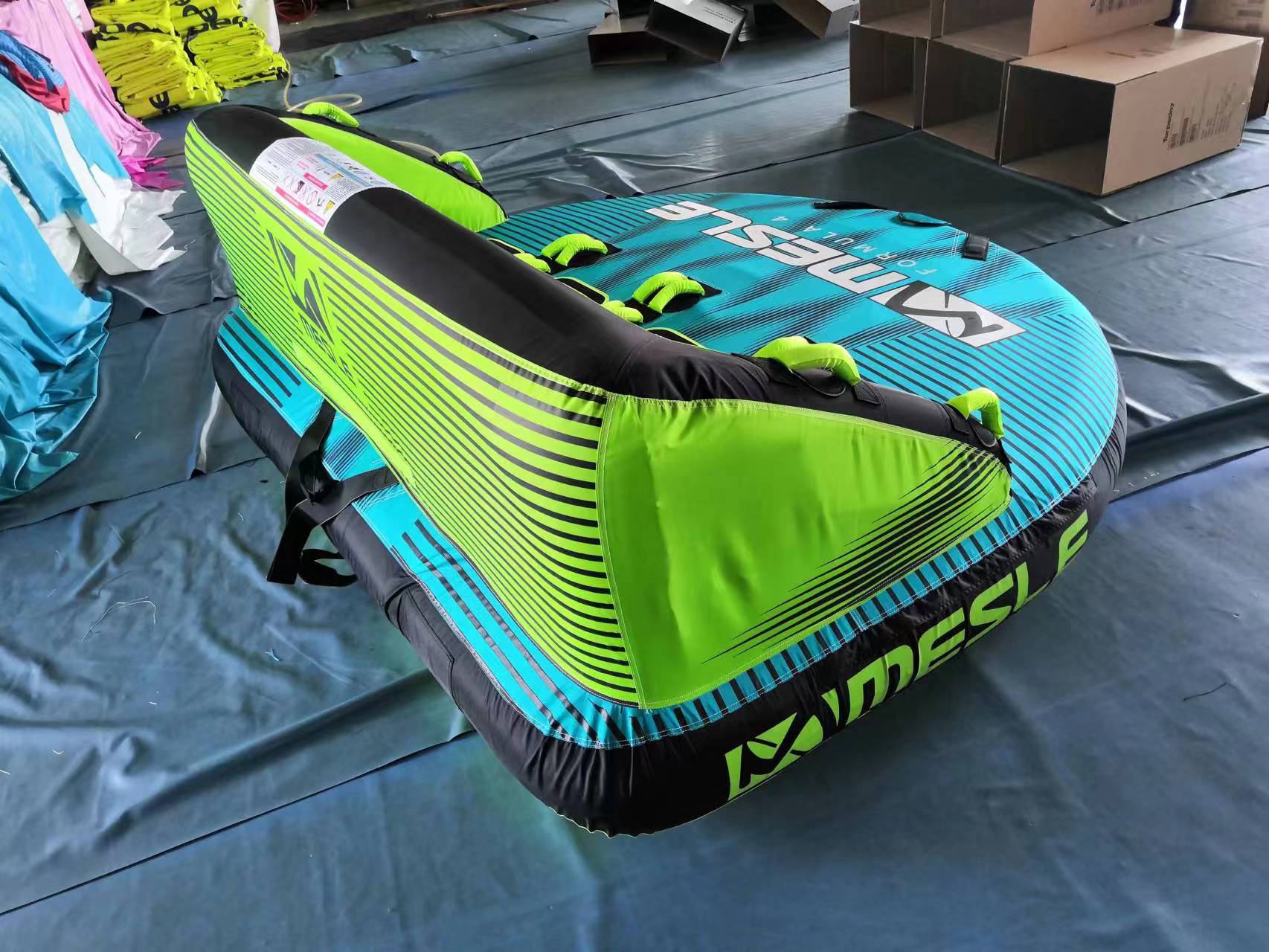 High quality large water inflatable sofa toy 4 seat banana split oxford ...