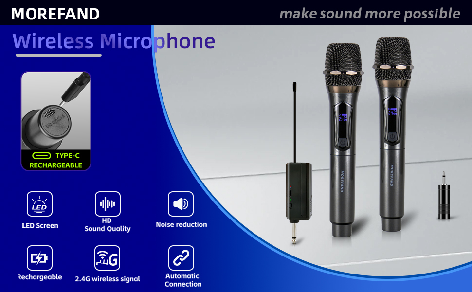 Wireless Microphone videoke set karaoke UHF charging microphone 1280mA ...