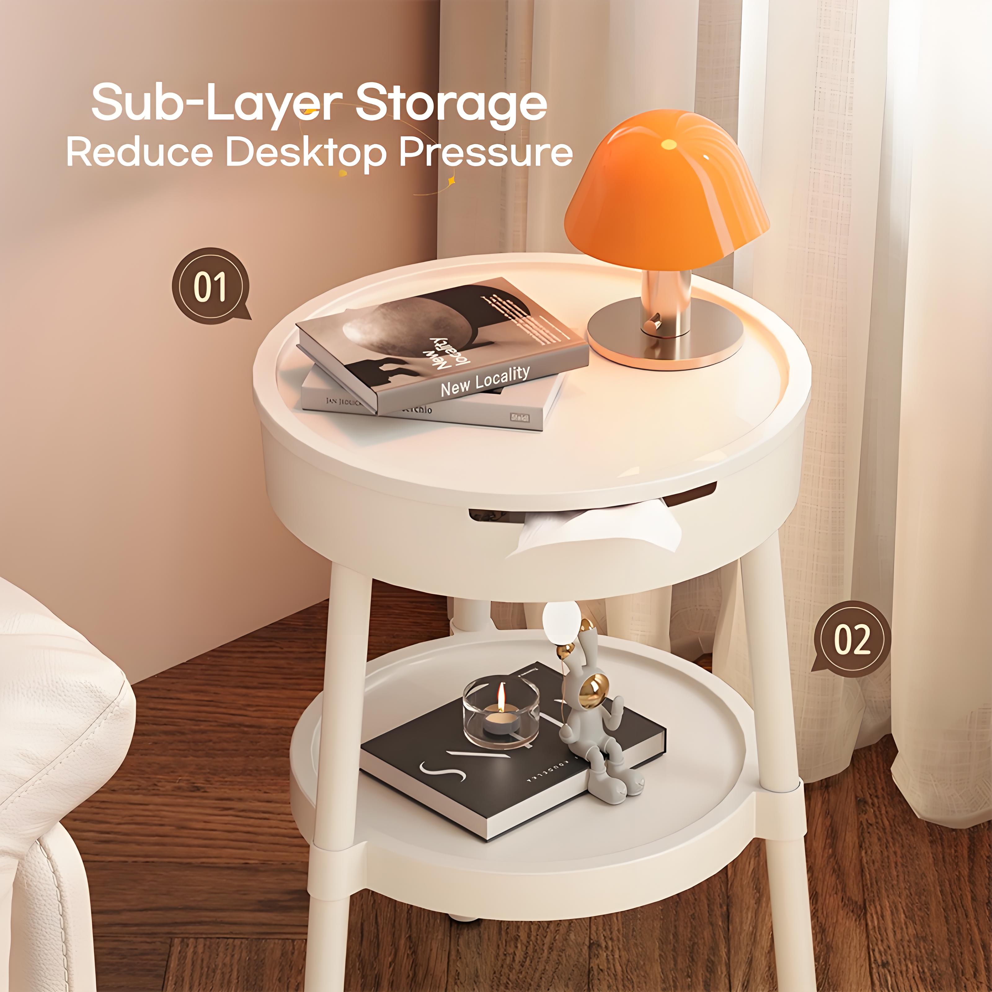Bedside Table Tea Table Storage Simple Double Layer Sofa Side Table ...