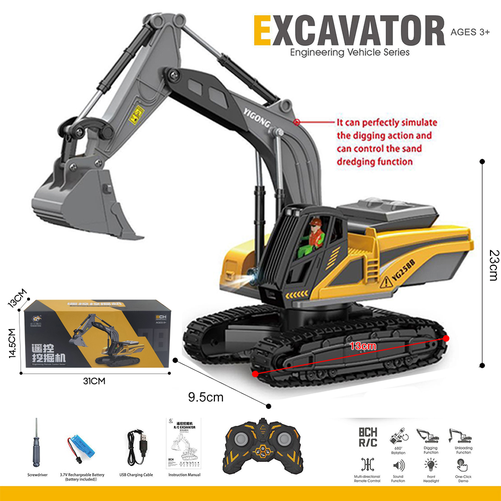 1:24 Alloy Remote Control Excavator Rechargeable Engineering Car Dump ...