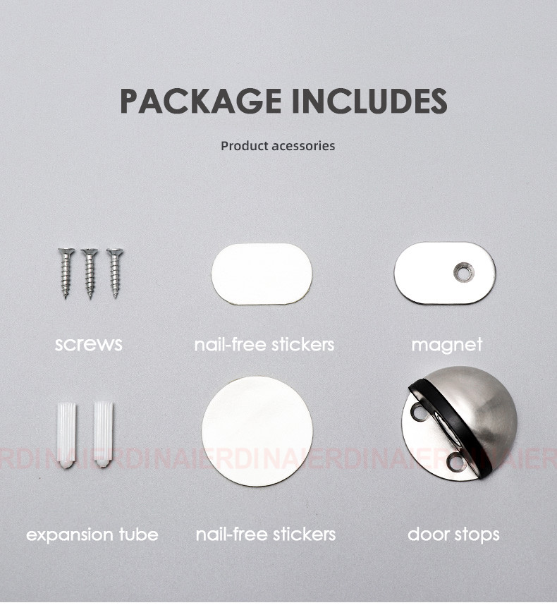 Door Stops Stainless Steel Rubber Magnetic Door Stopper Non Punching ...