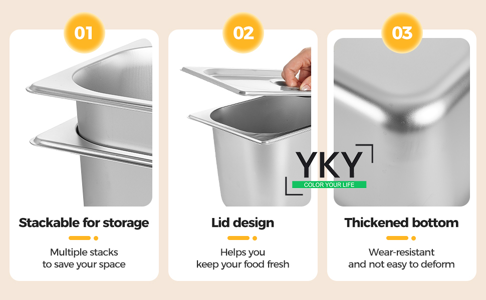 304 Stainless Steel Hotel Pan With Cover Buffet Food Storage With Lid ...
