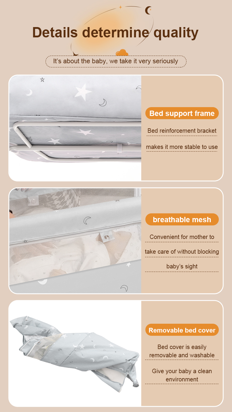 Advanced Baby Bed Silent Folding Multifunctional 6level Height