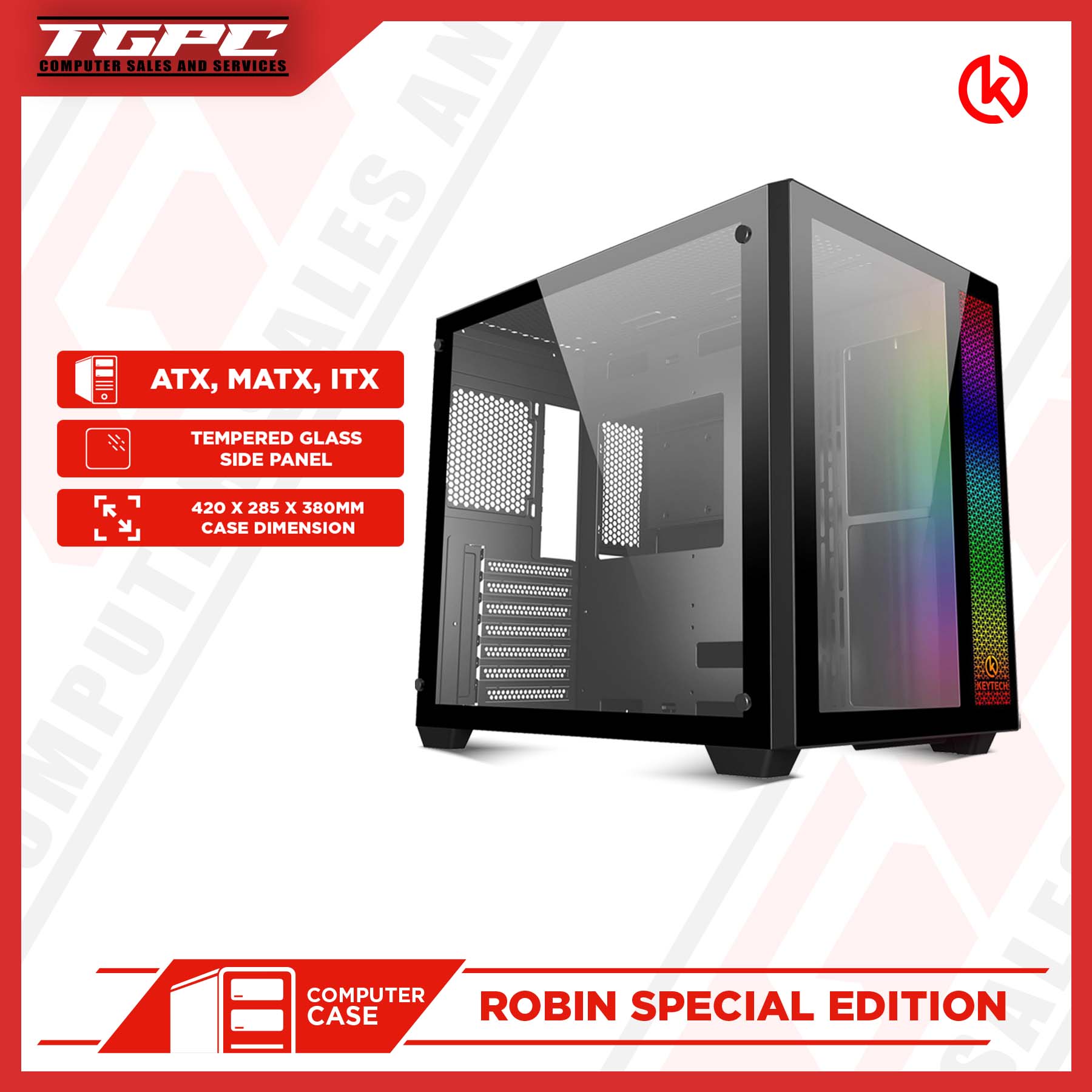Coolman Robin 3 Gaming Case Tempered Glass Full Tower | KEYTEC ROBIN SE ...