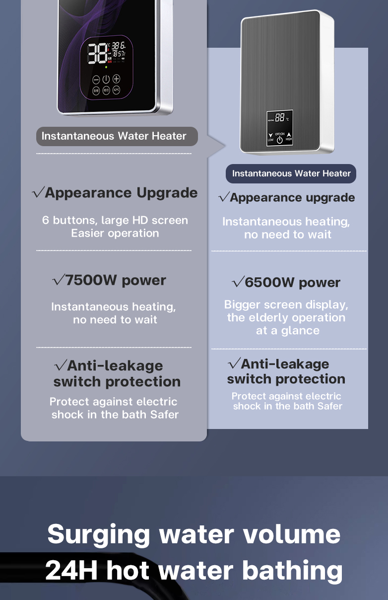Highquality instant electric water heater 7500W power shower heater 3