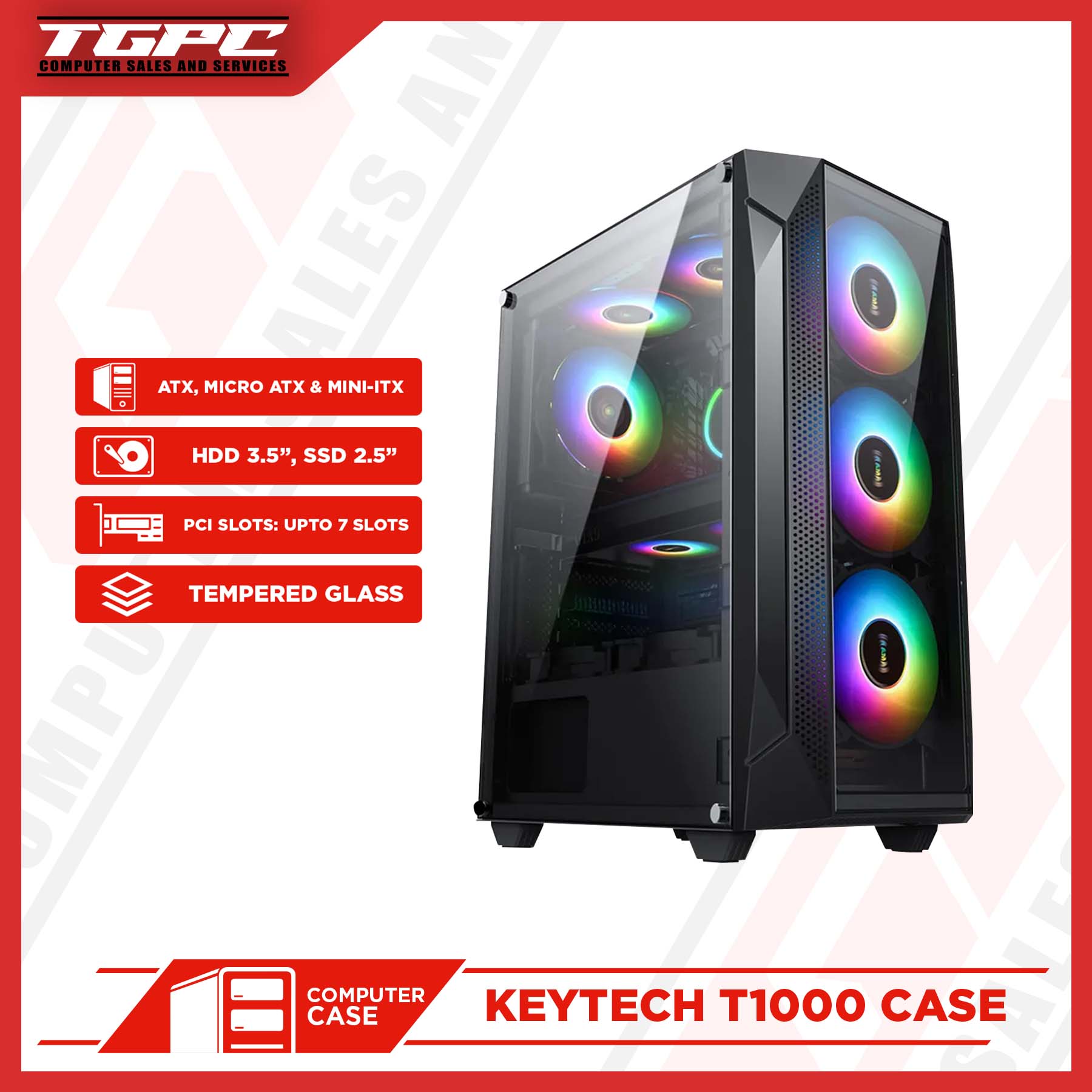 Keytech T1000 Tempered Glass Mid Atx Computer Case | Shopee Philippines