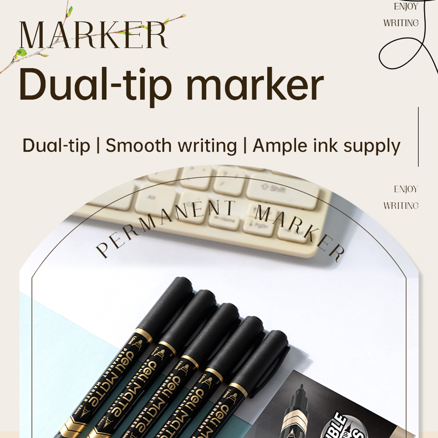 Deli EU10420 Writing Instrument - Dual Tip Permanent Marker Black (1PC ...