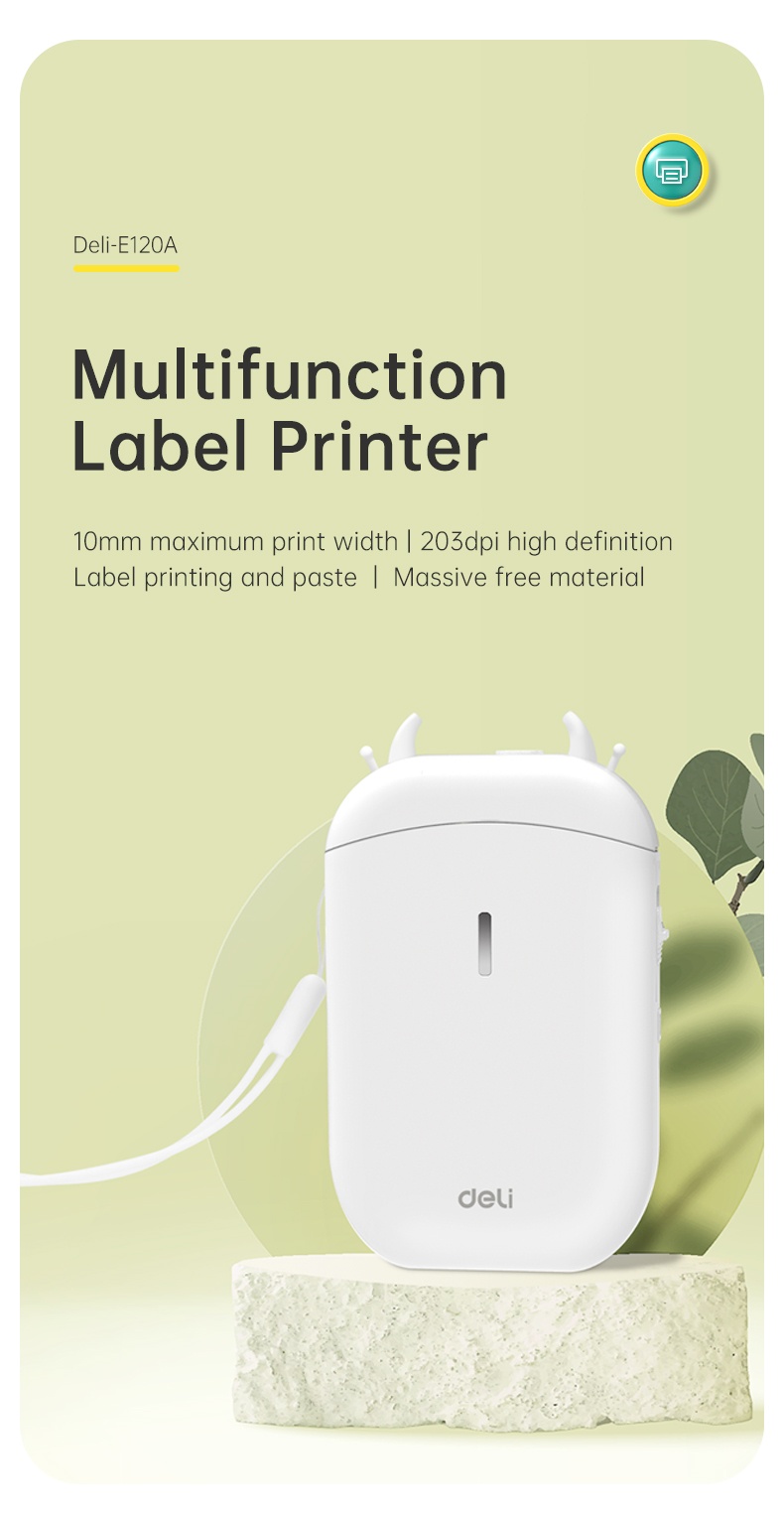 Deli Mini Label Printer Inkless Printing Portable Bluetooth Half-inch ...