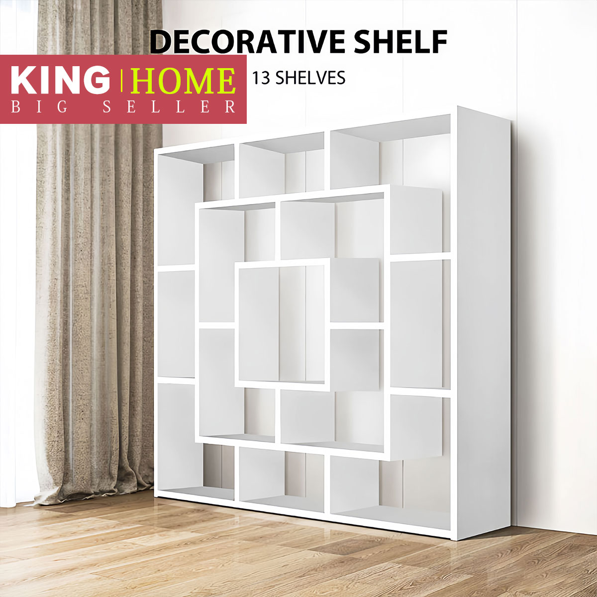 KING HOME Multi functional bookshelf storage rack display rack wooden ...