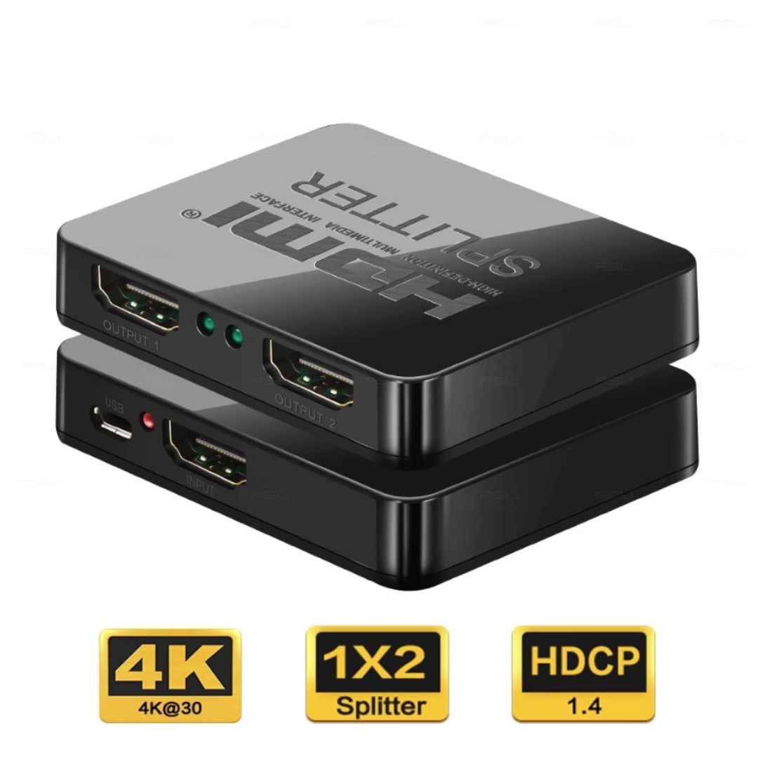 HDMI Screen Splitter 4k Ultra HD Two-way Compact Port Hub Box 1 in 2 ...