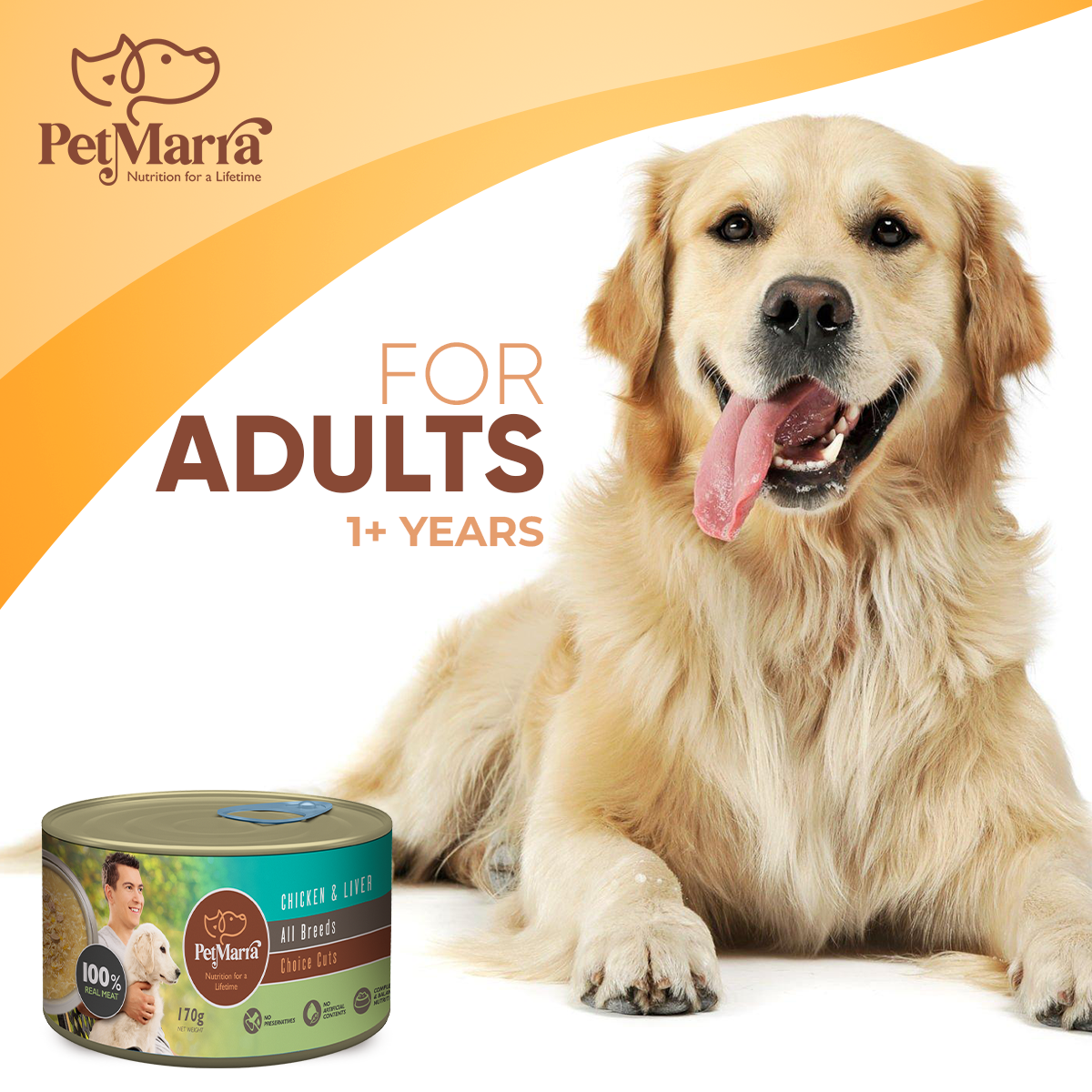 PetMarra Choice Cuts Adult Dog Wet Food Can Chicken and Liver 170g BUNDLE  OF 12 PetMate