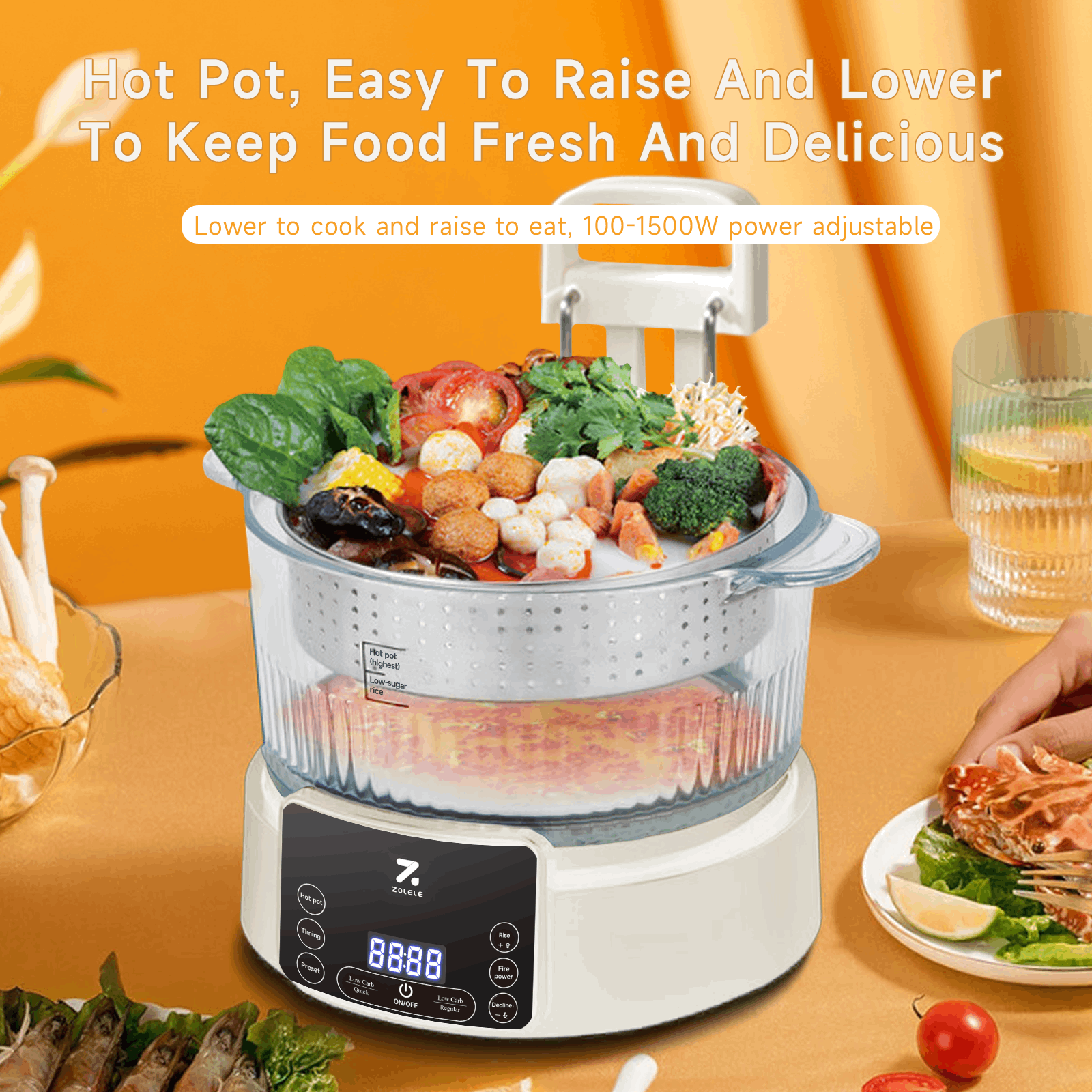 ZOLELE RC301L Low Sugar Rice Cooker – Lifting Visual Lid, Nonstick Pot ...