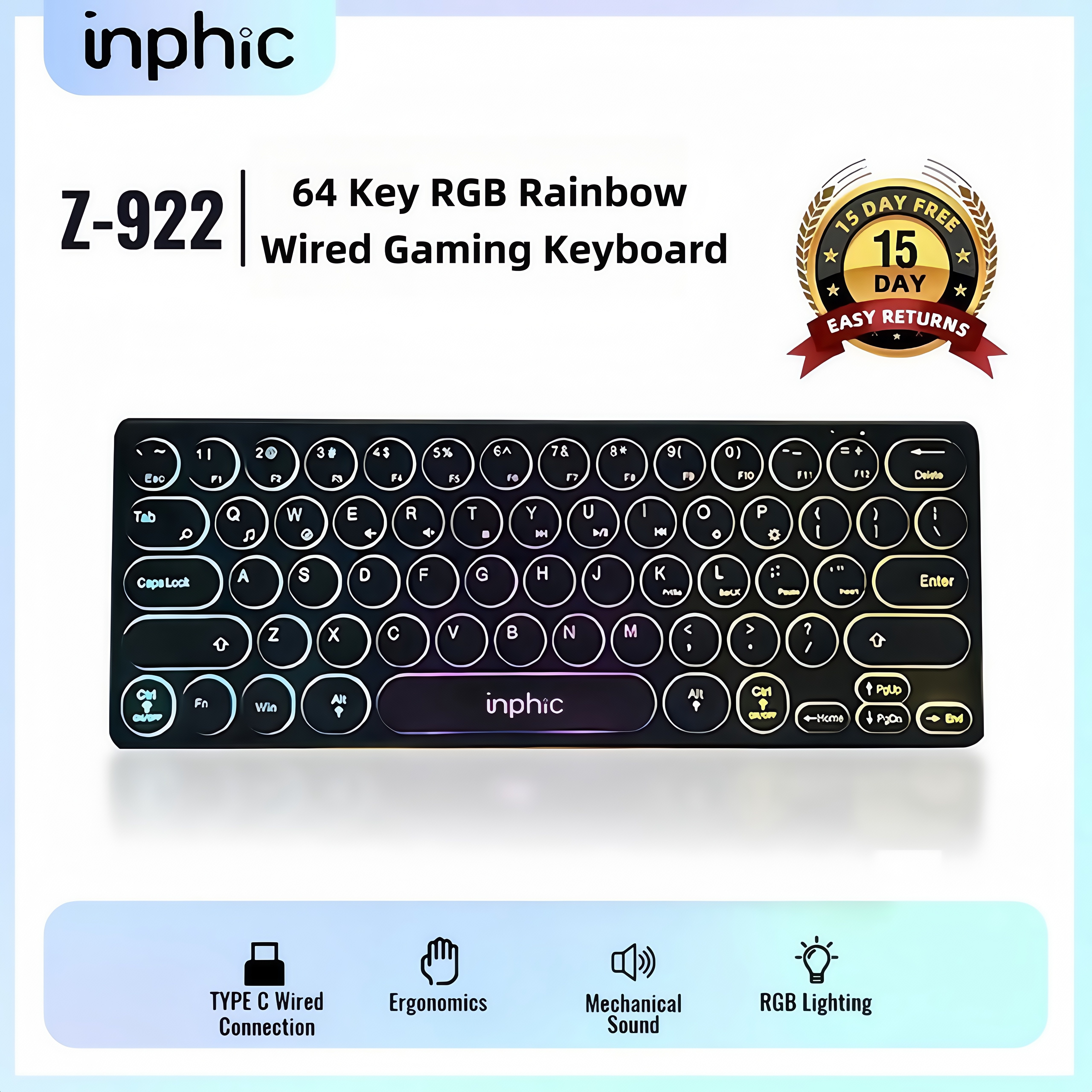 Zeus x Inphic 920 RGB Gaming Keyboard 64 Keys Keypad / Keyboard Multi ...