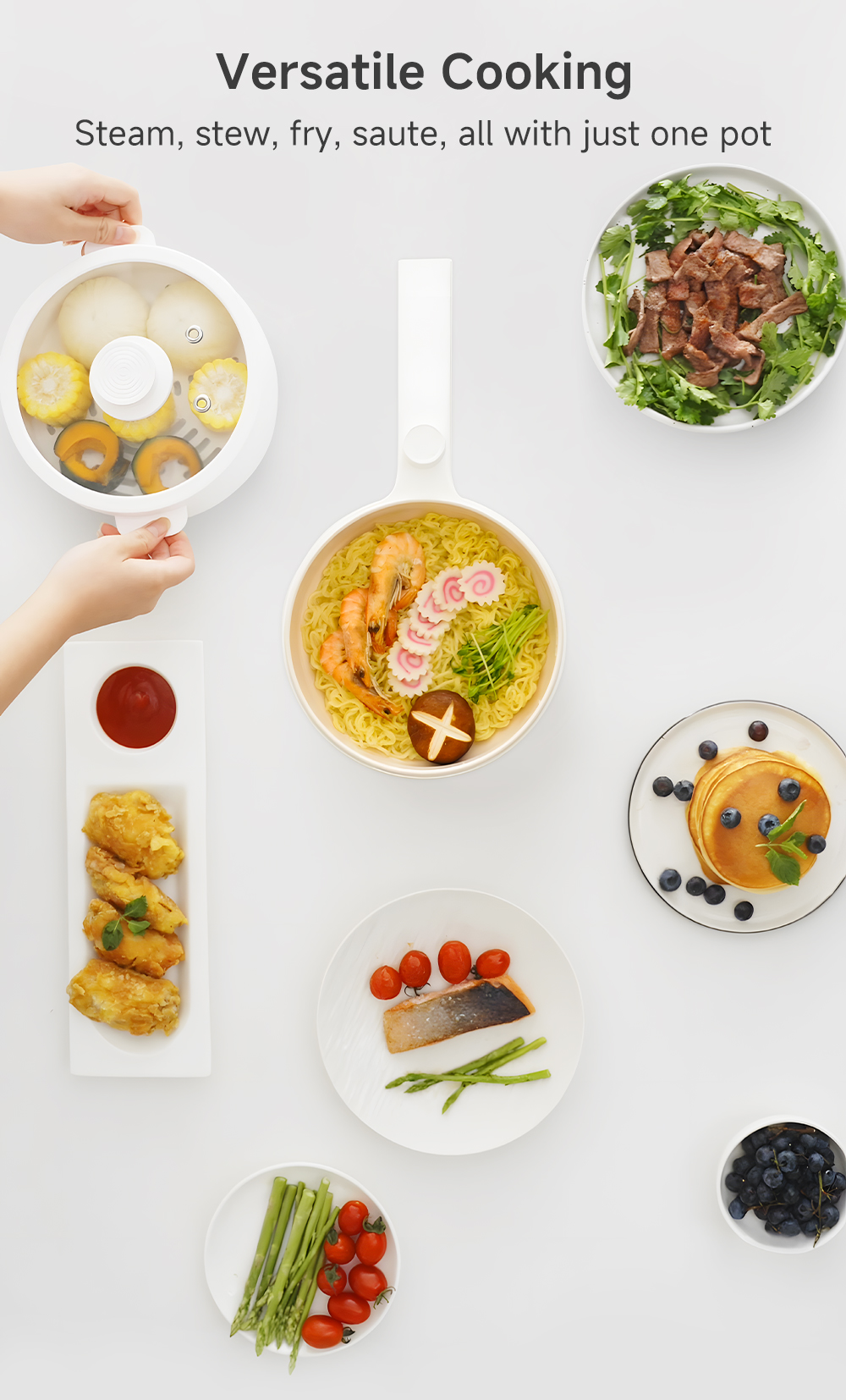 Simplus Electric Cooker with Steamer Multi-Functional Non-Stick Inner ...