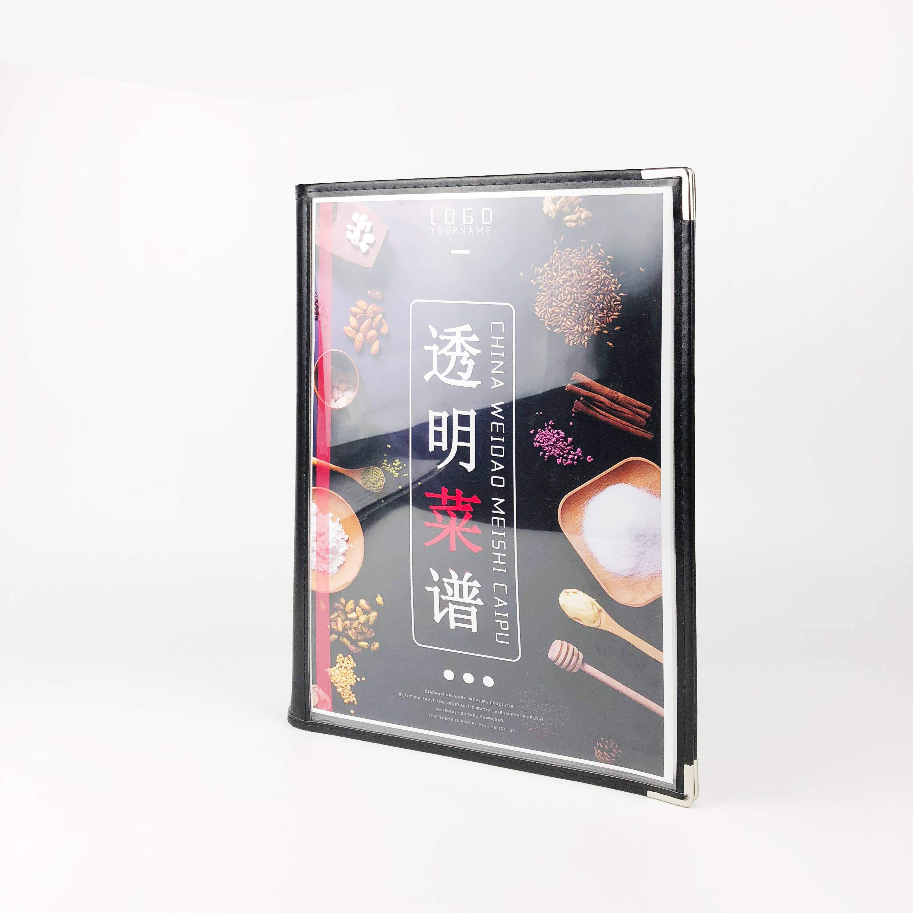 A4 Transparent Cover Menu book Menu holder Menu stand Menu board with 1 ...