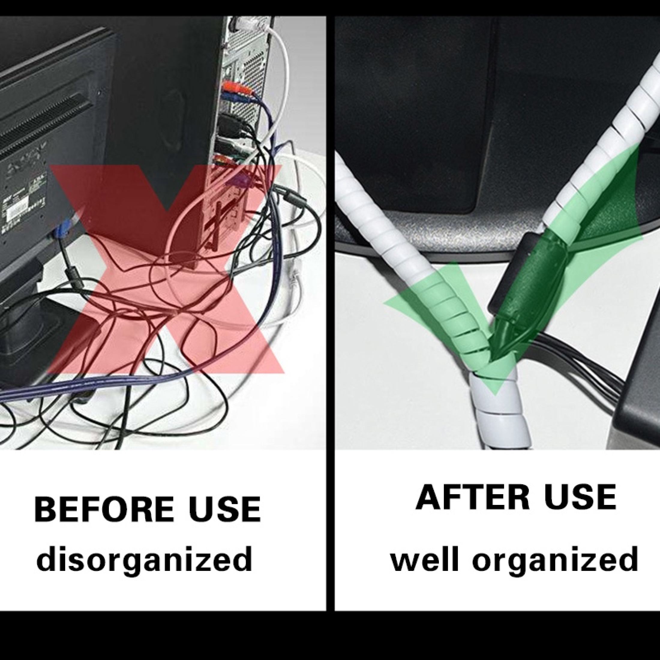KOVEX Cable Holder Organizer, 28mm Flexible Spiral Tube Wire Management ...