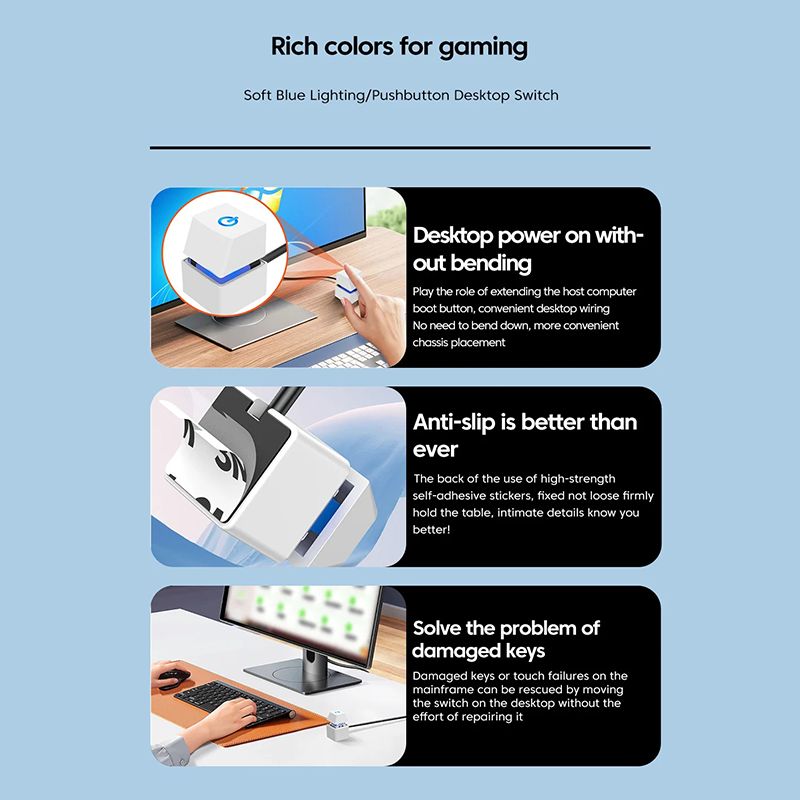 LED Colorful Light Desktop Computer Power External Switch Motherboard ...