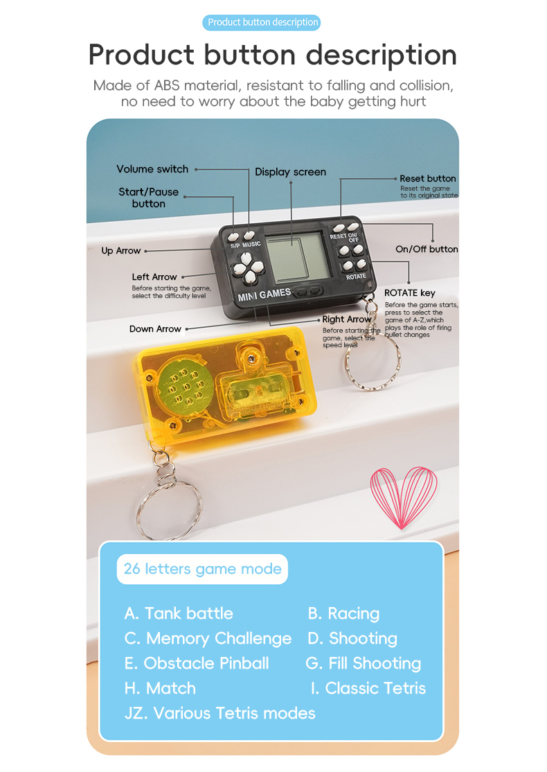 New Mini Macaron Tetris Game Controller Style Keychain Kids Toys ...