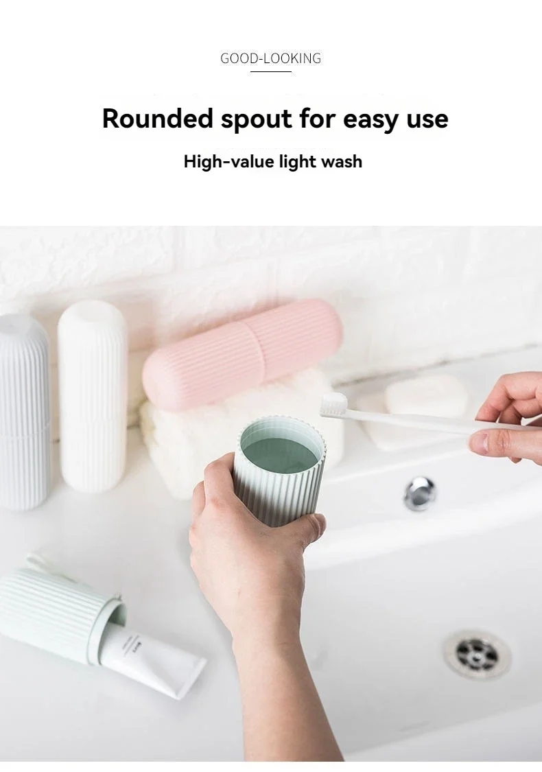 Travel Toothbrush Box Vertical Stripe Portable Mouthwash Cup Brushing ...