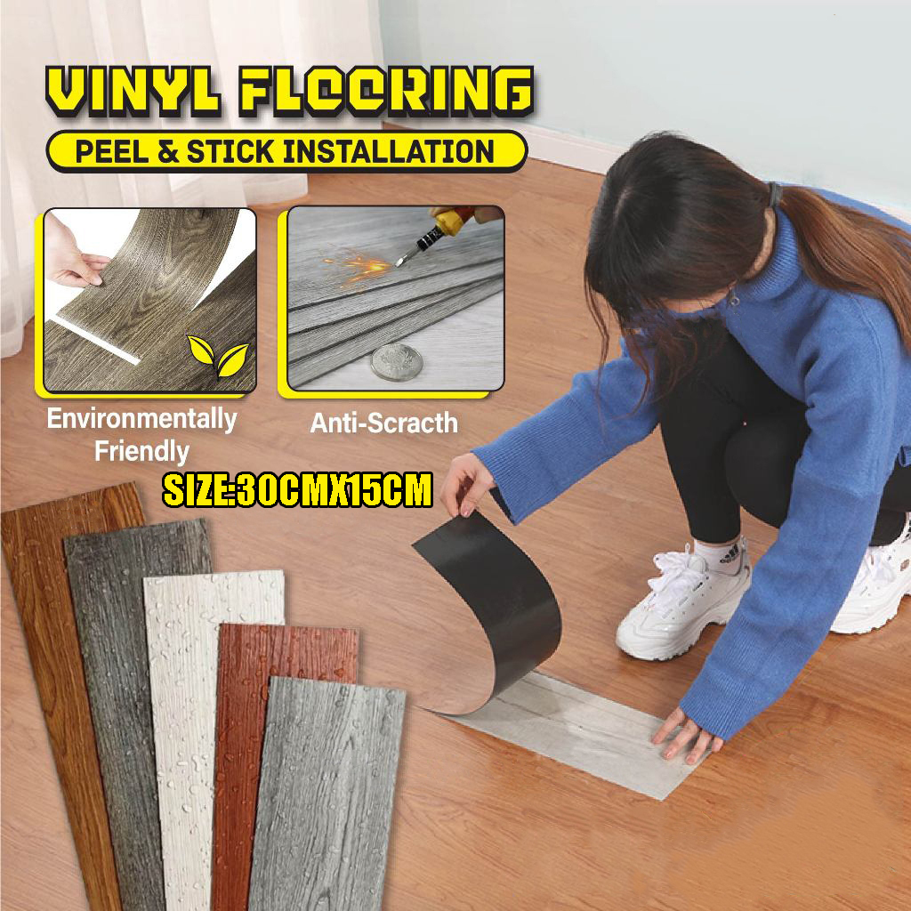 Floor Mat Stickers Waterproof Self Adhesive PVC Wooden Vinyl Plank ...