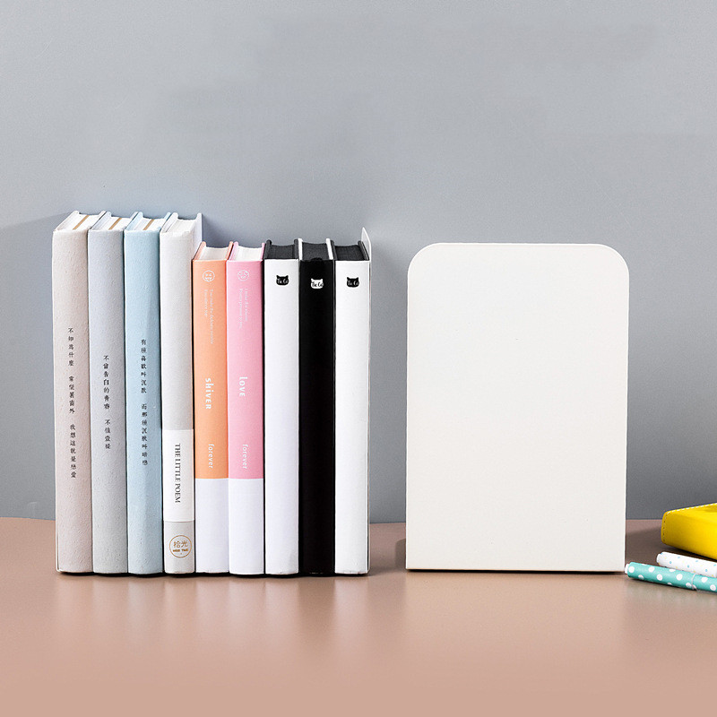 2Pcs Black White Bookends Stand Bookshelf Desktop Decorative Storage ...
