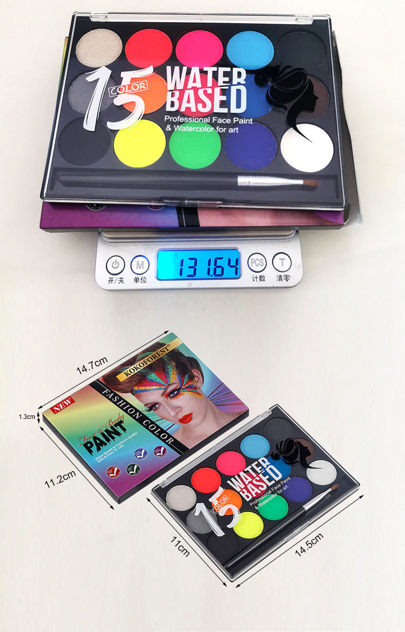 DIY Model Halloween Face Professional Water Based Body Paint 15 Colors ...