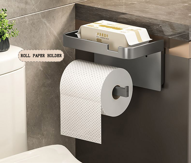 Punch-free Toilet Double-Layer Storage Roll Paper Rack Multi-Functional ...