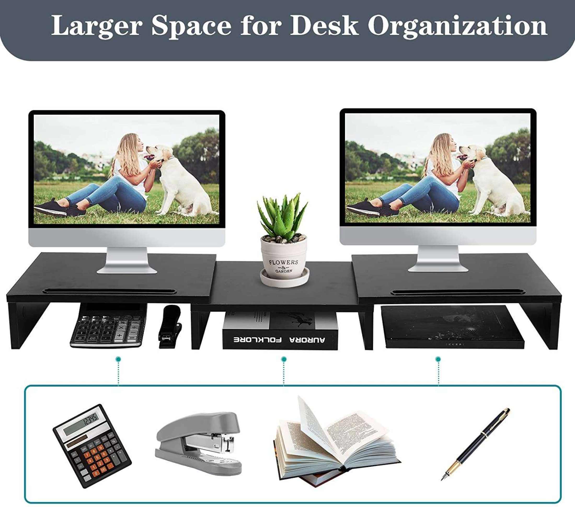 3 Shelf Screen Stand with Adjustable Length and Angle Dual Triple ...