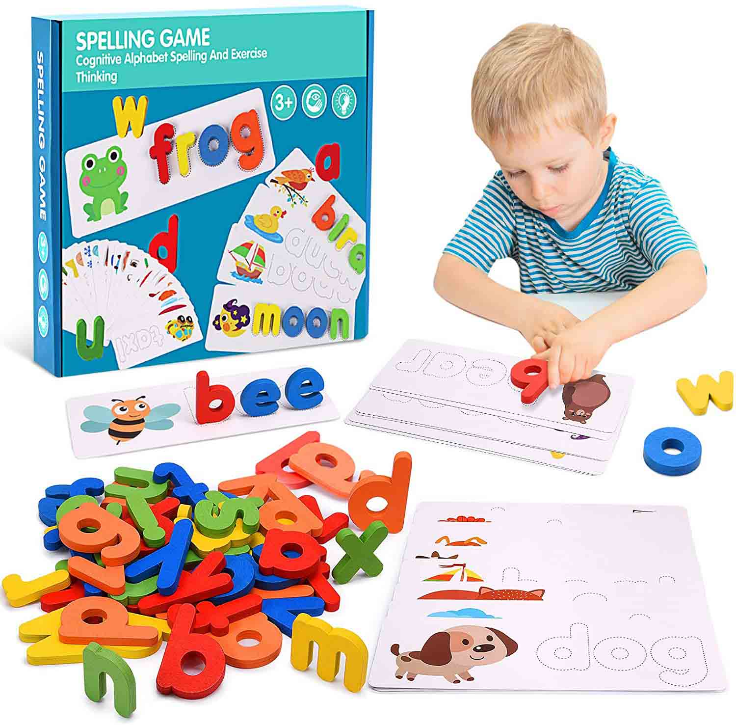 Children Puzzle Wooden Spelling Word Kids Letter Games Preschool ...