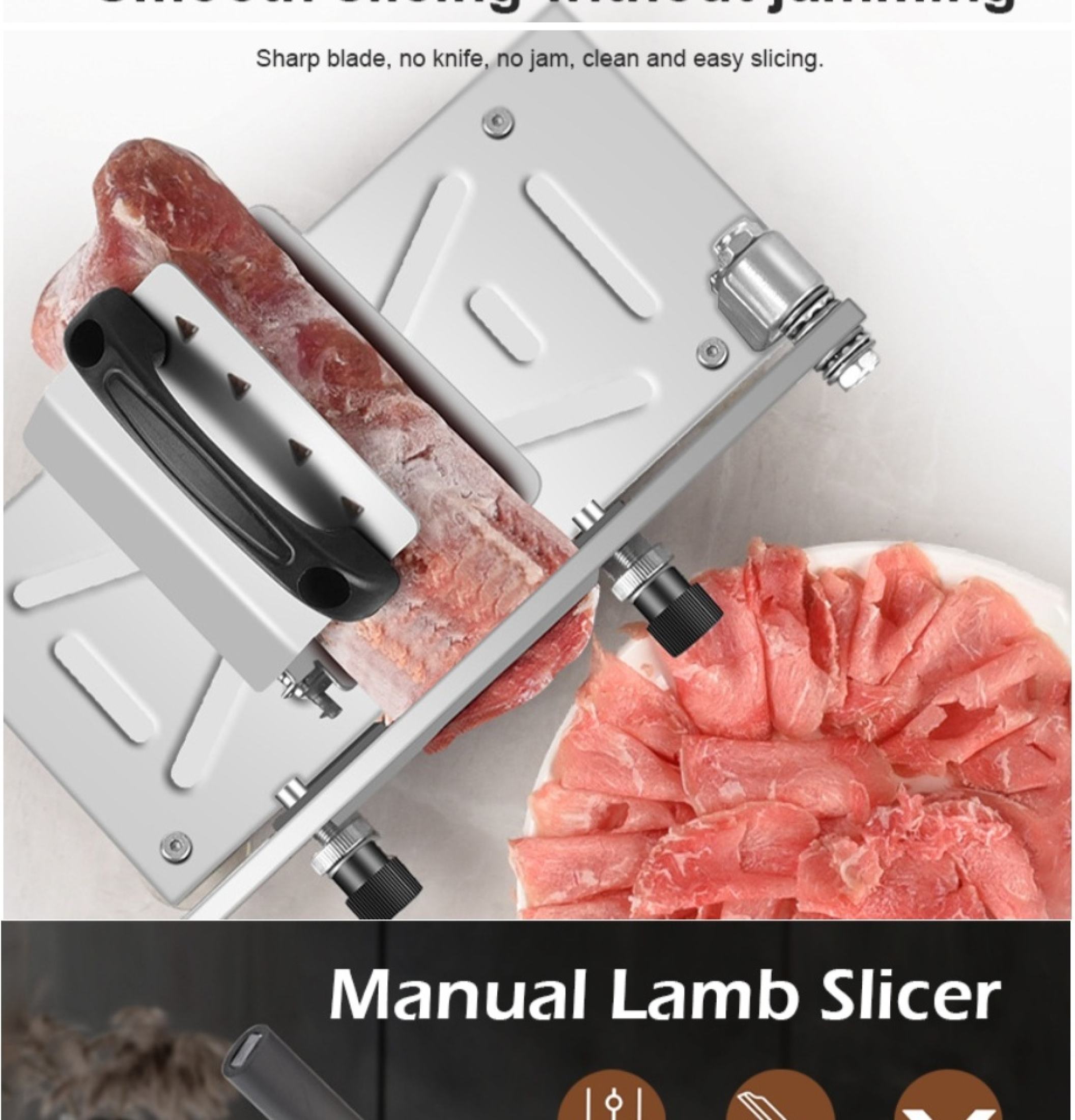 Manual Meat Slicer Cutter Bacon Slicer Fat Beef And Mutton Roll Slicer ...