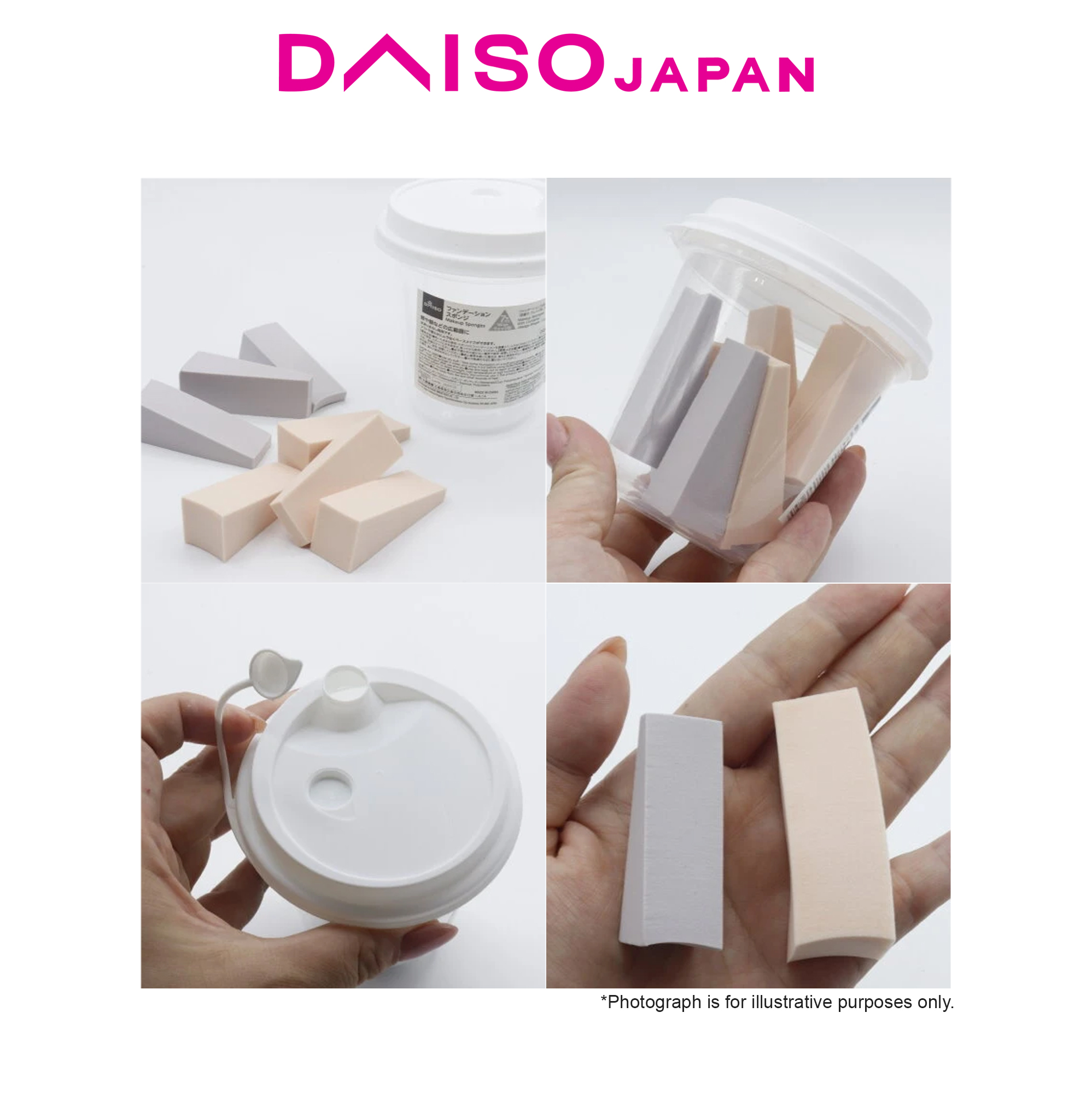 Daiso Wedge-Shaped Makeup Sponges with Container (7 pieces) | Shopee ...