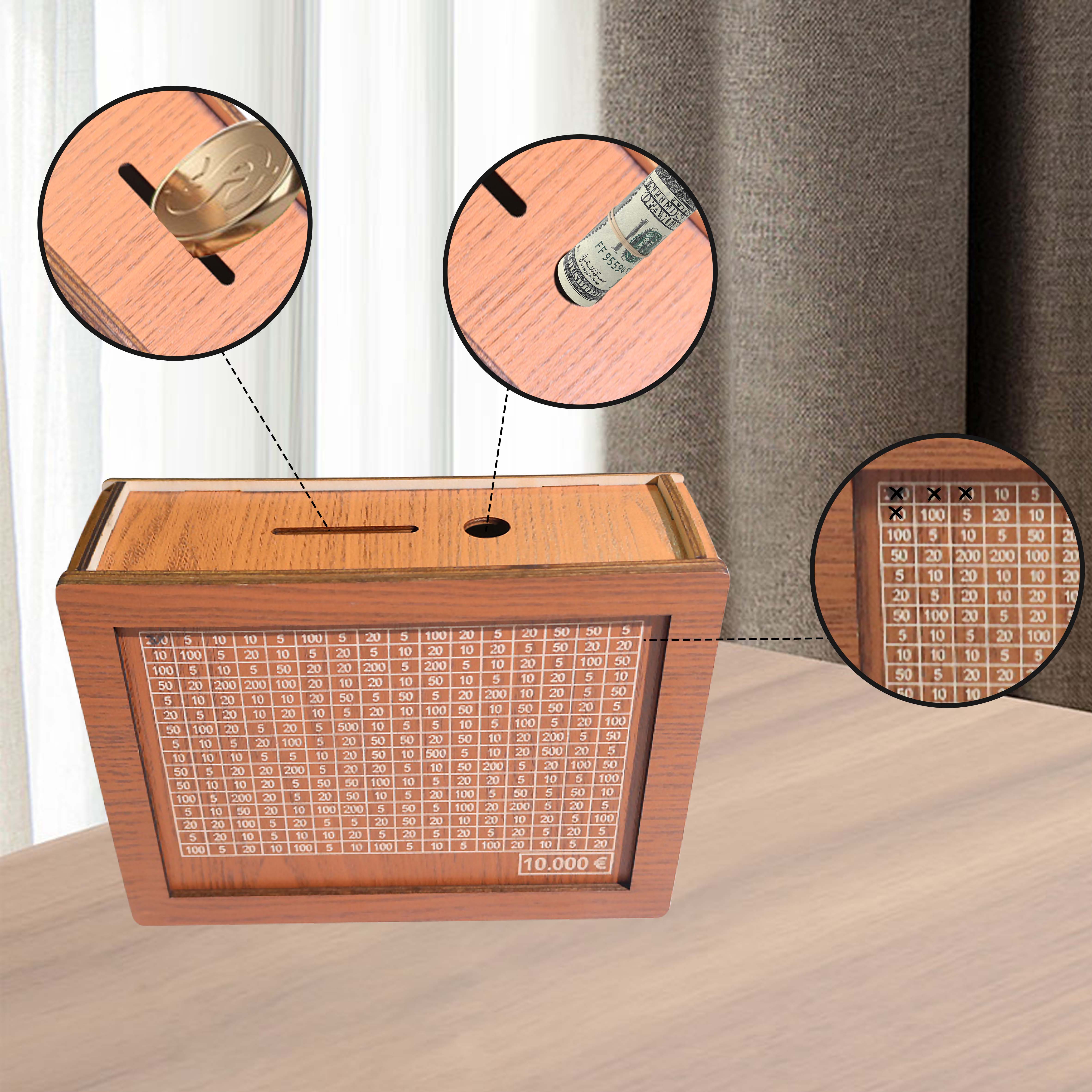 Wooden Money Box with Counter Creative Piggy Bank for Kids Reusable ...