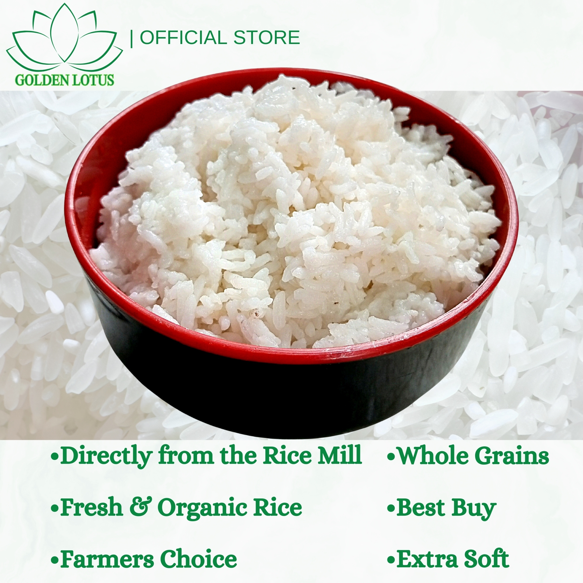 Golden Lotus HAPPY CHOW Premium White Rice Organic 25kg Whole grain ...