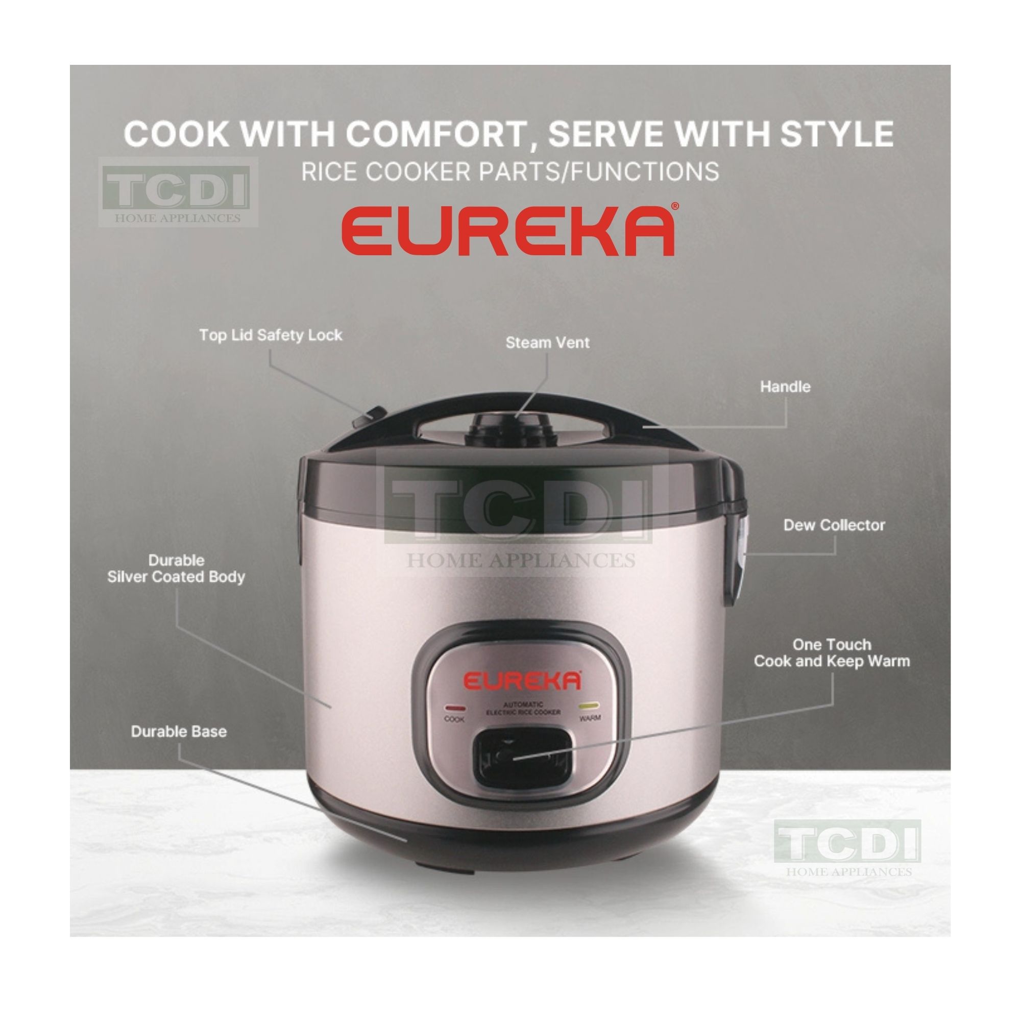 EUREKA Jar Type Rice Cooker 1.5Liters and 1.8Liters ( ERCJ - LM ) Non ...