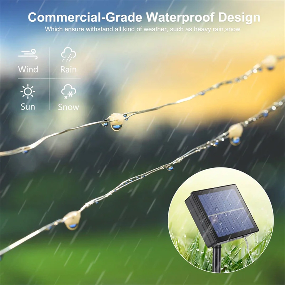 Solar Copper Wire Light 12M/22M/32M LED Fairy String Light Waterproof 8 ...