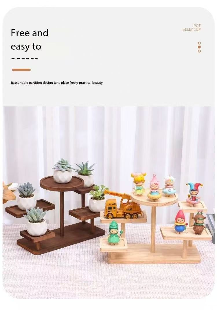 Wooden Display Stand Desktop Organizer Countertop Rack Solid Wood ...