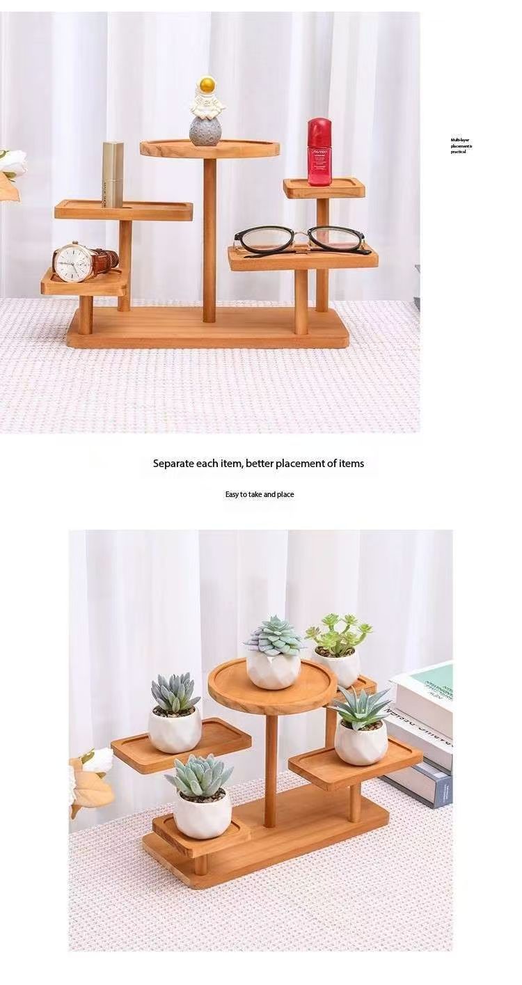 Wooden Display Stand Desktop Organizer Countertop Rack Solid Wood ...
